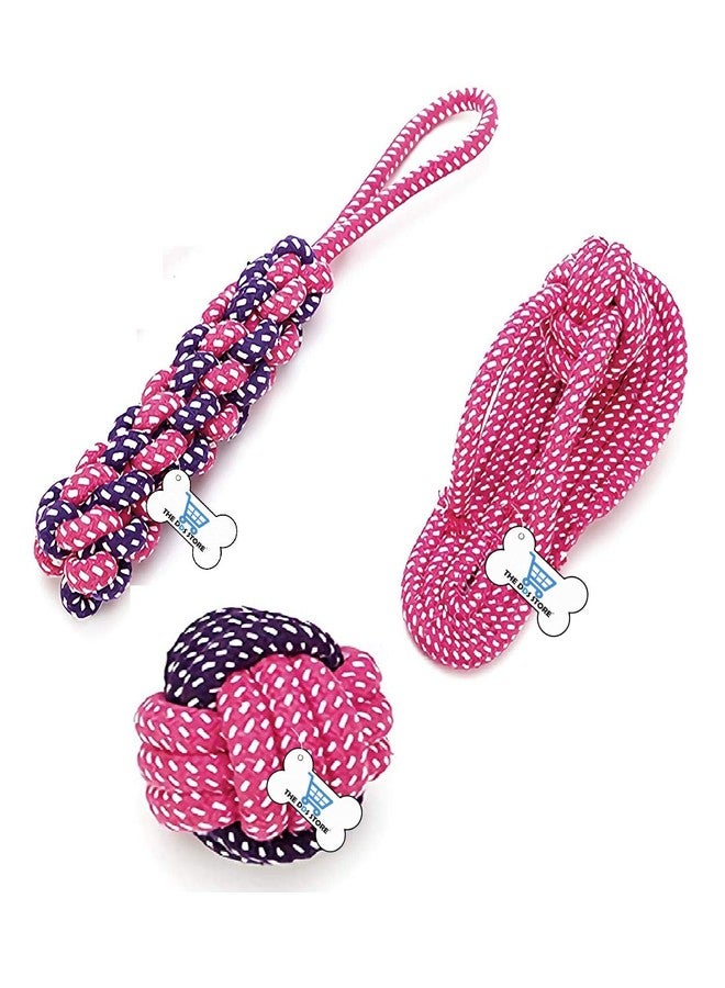 THE DDS STORE Dog Rope Chew Toys Set Braided Cotton Teeth Cleaning Chewers for Puppies,Small,Medium Dogs Durable Teething Ropes,Tug of War Ball Training Playing (Ball+ Dummy+Slipper) - Image 2